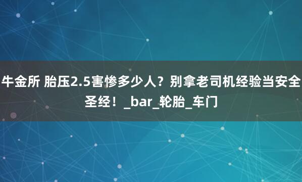 牛金所 胎压2.5害惨多少人？别拿老司机经验当安全圣经！_bar_轮胎_车门